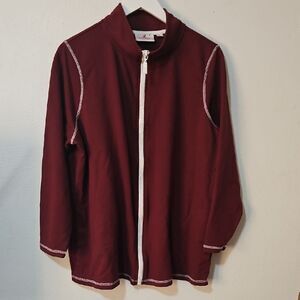 Quacker Factory Vintage French Terry Zip Front Jacket 1x